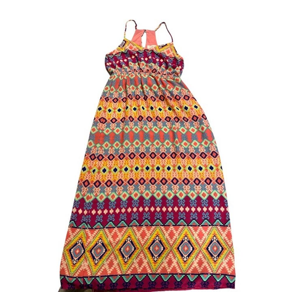 Everly Long Maxi Chevron Multi-Colored Spaghetti Strap Maxi Dress Size Medium